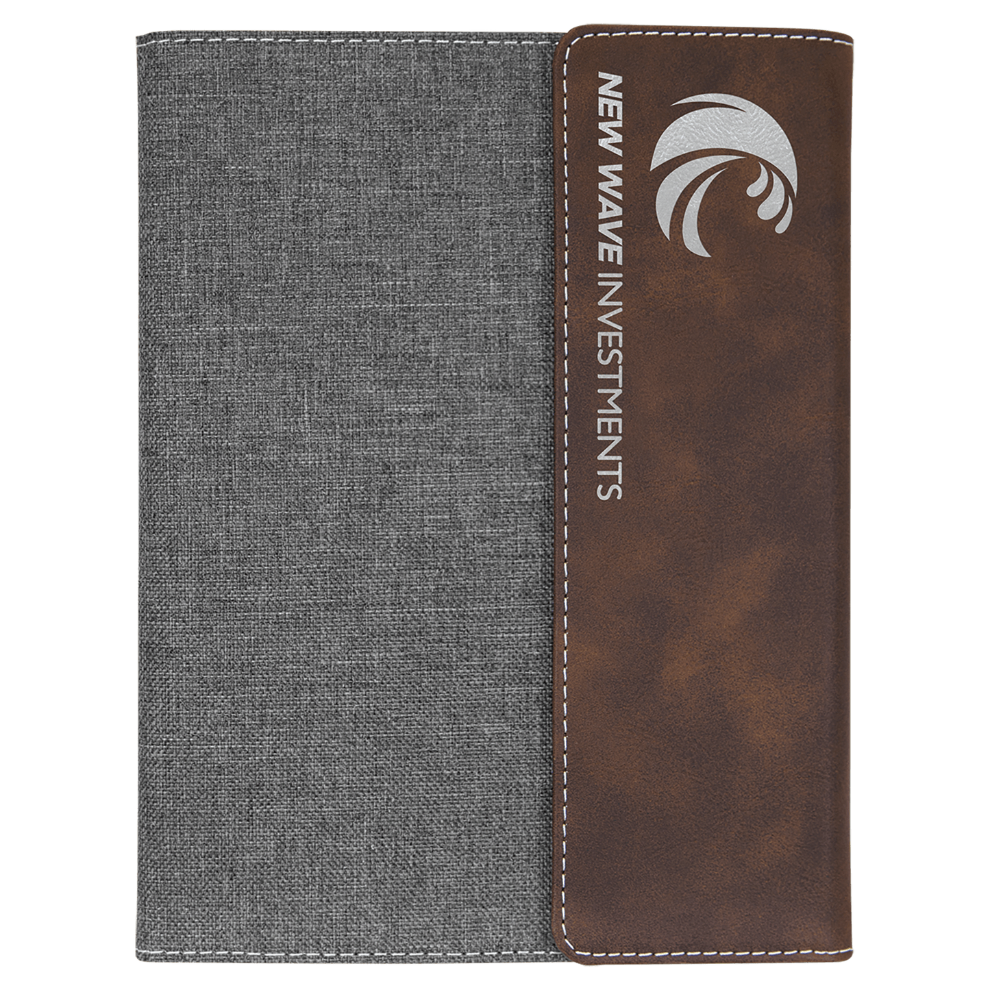 Rustic/Silver Leatherette / Gray 7" x 9" Canvas Portfolio with Notepad