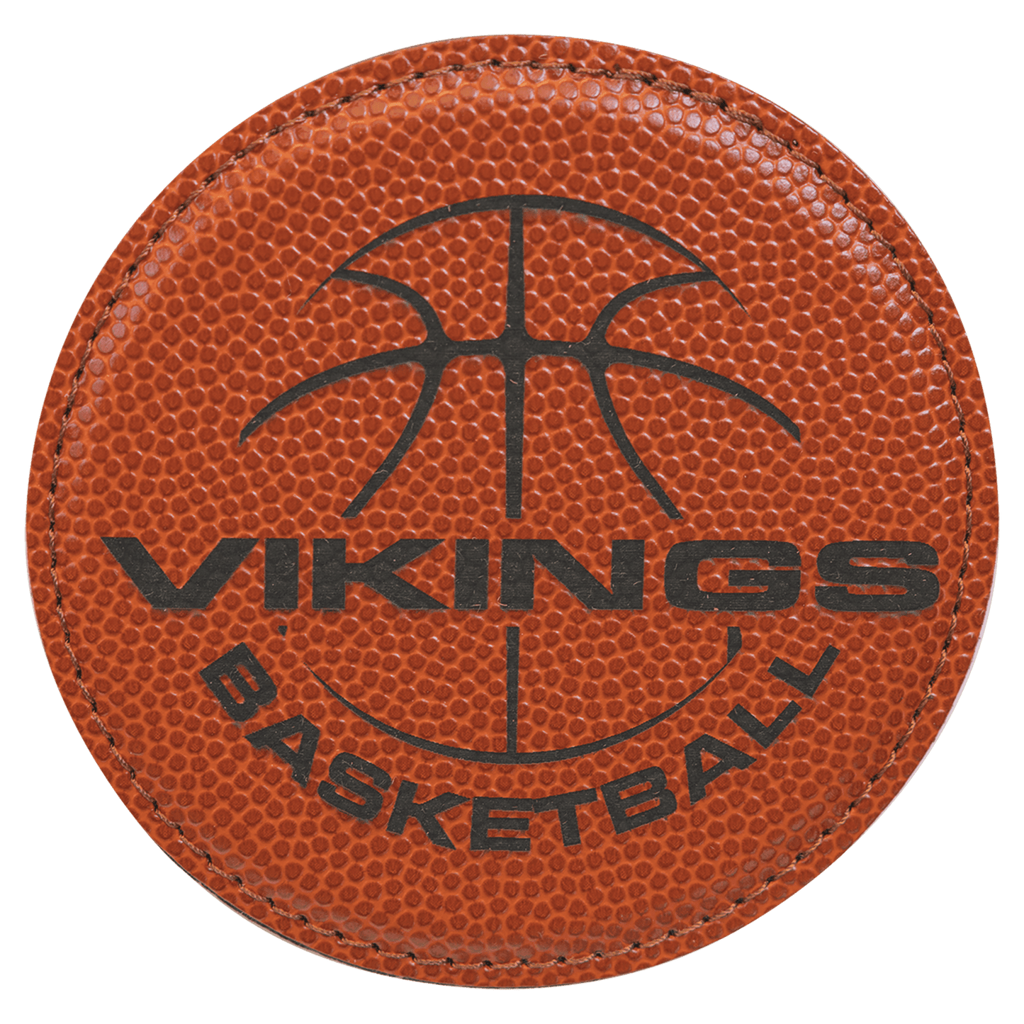 Basketball 4" Round Laserable Leatherette Coaster