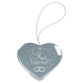Clear Heart Glass Ornament with Silver 3" String