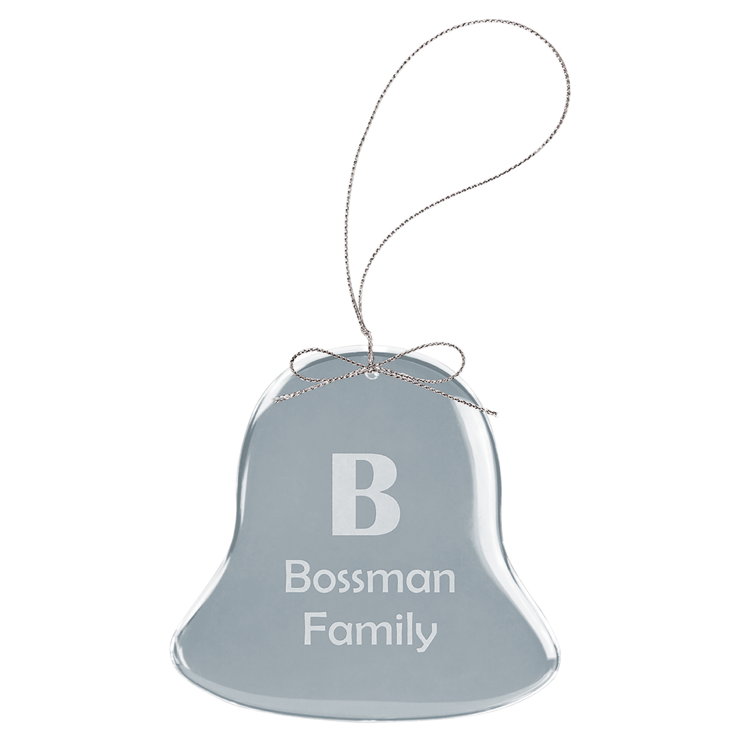 Clear Bell Glass Ornament with Silver 3" String