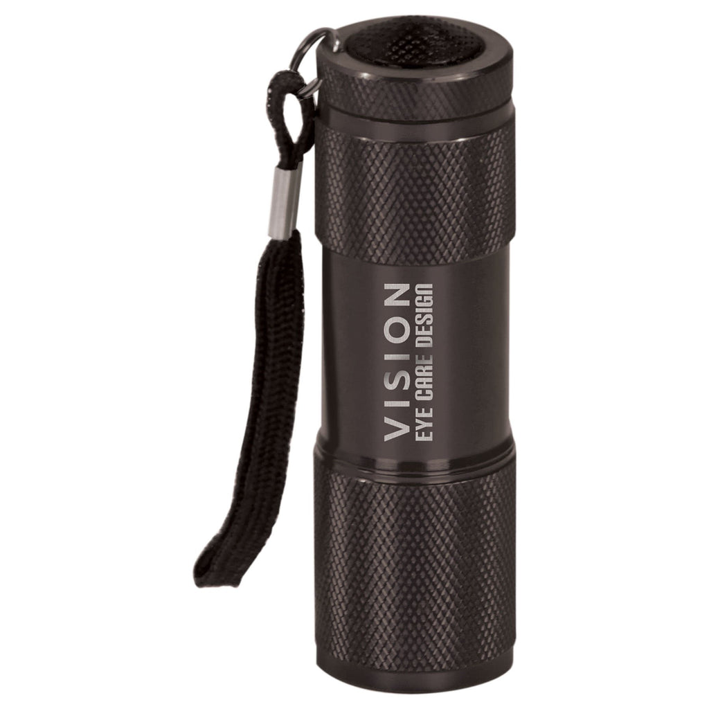 Black 3 3/8" 9-LED Laserable Flashlight with Strap