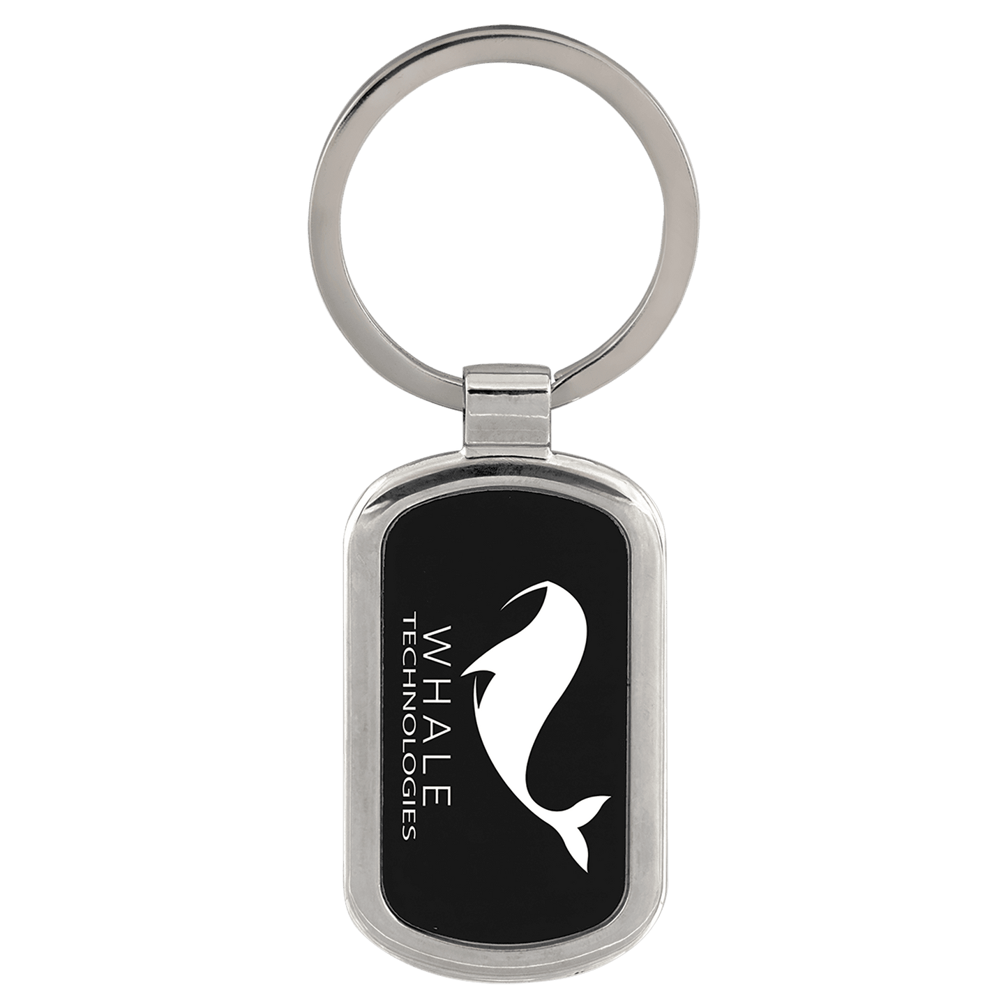 Black 1 1/8" x 1 7/8" Laserable Rectangle Keychain