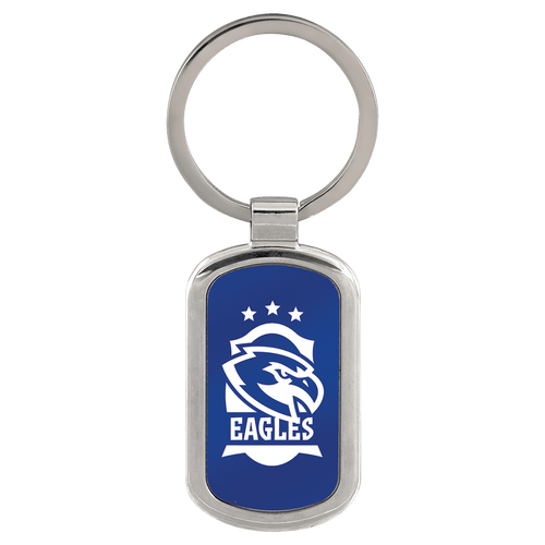 Blue 1 1/8" x 1 7/8" Laserable Rectangle Keychain