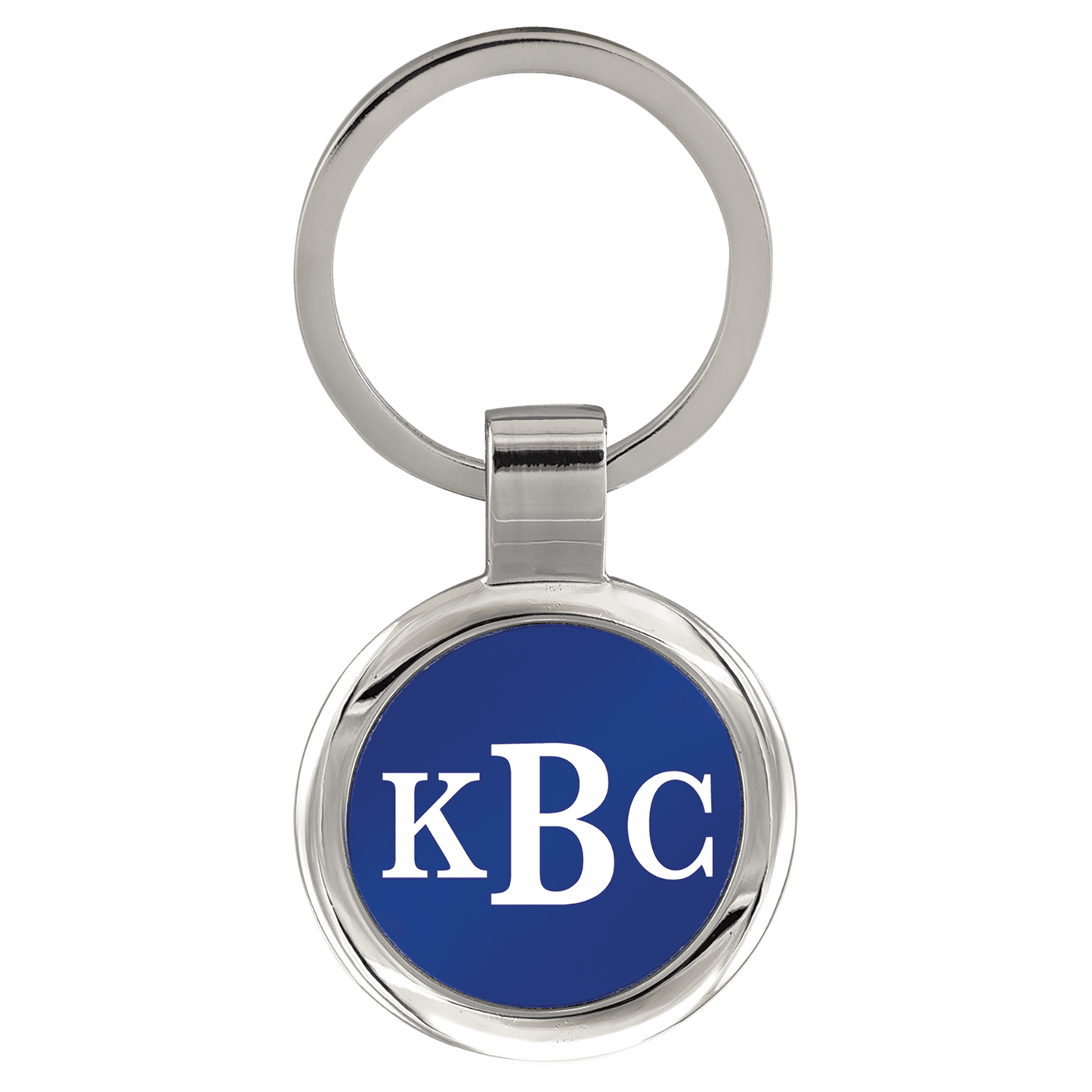 3" Blue Laserable Round Keychain