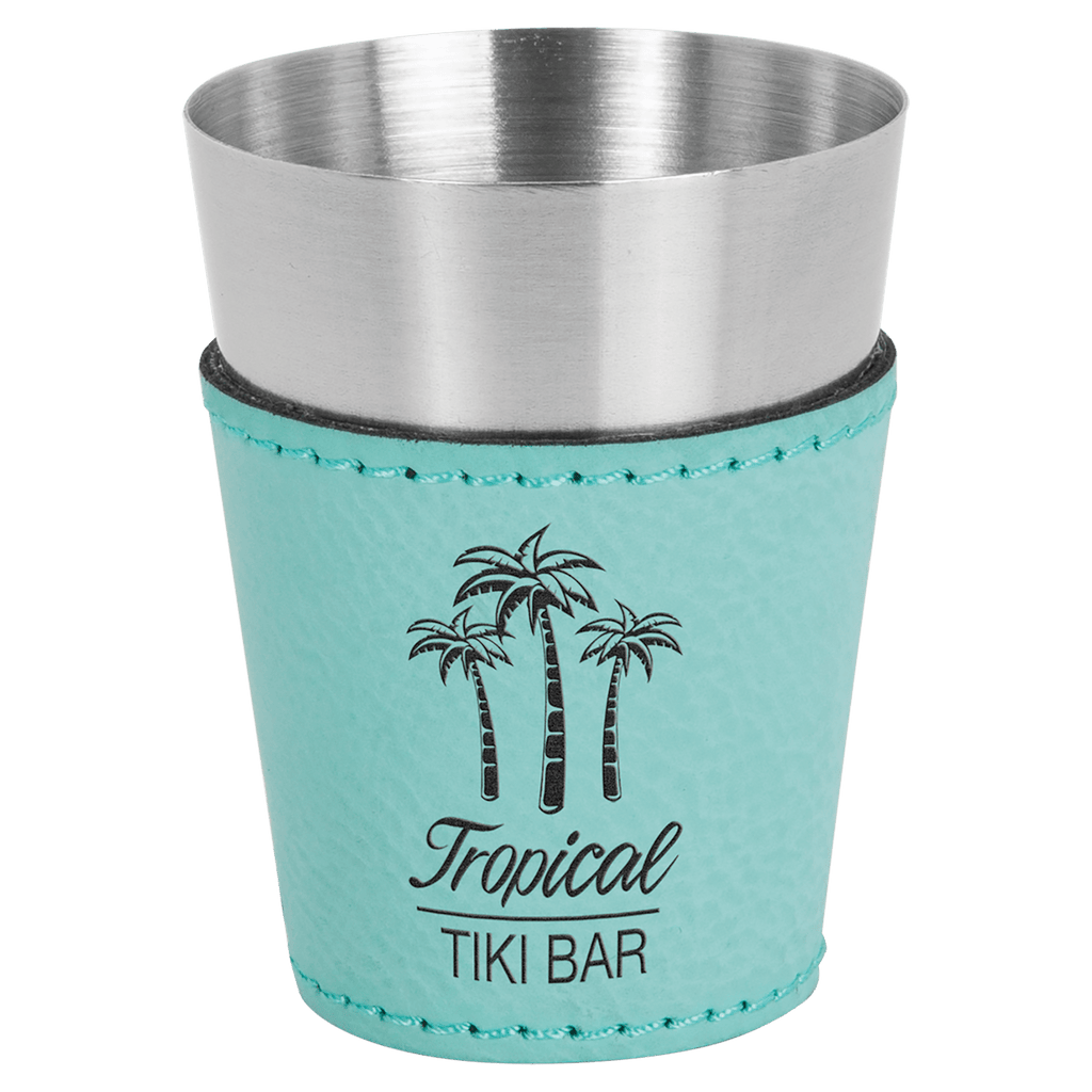 Teal Laserable Leatherette & Stainless Steel 2 oz. Shot Glass