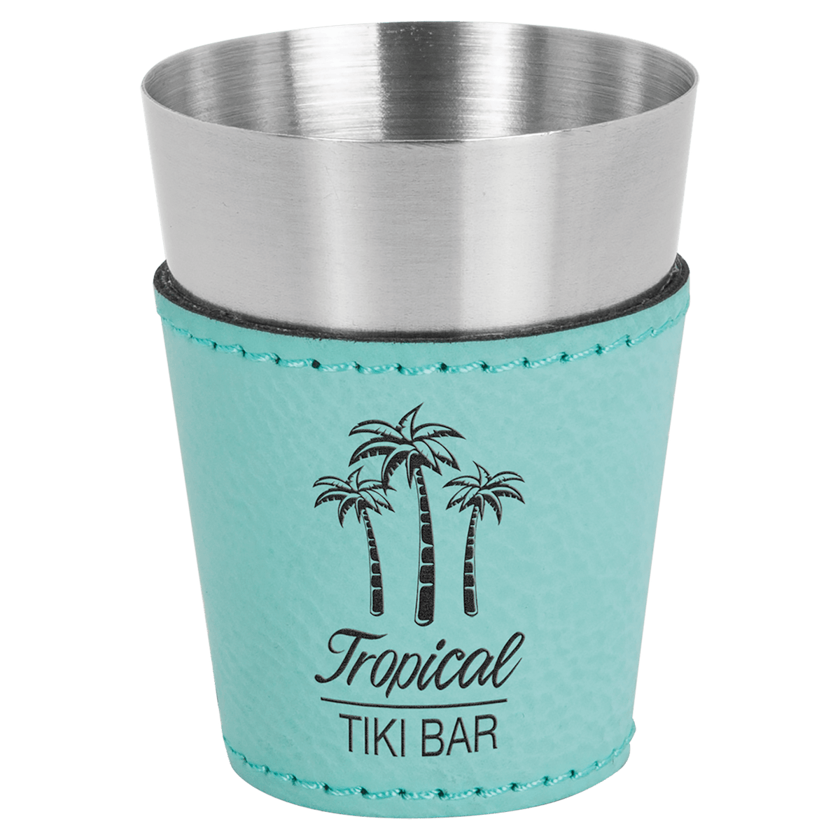 Teal Laserable Leatherette & Stainless Steel 2 oz. Shot Glass