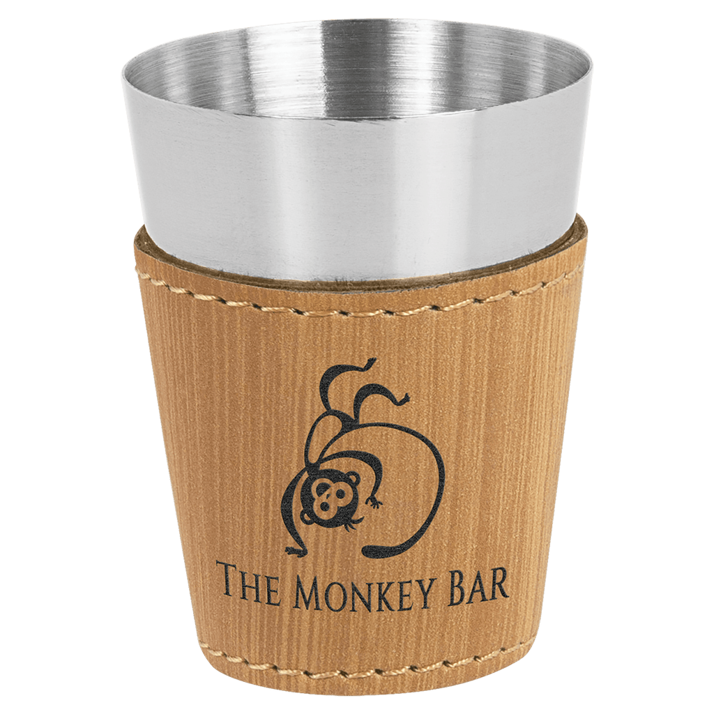 Bamboo Laserable Leatherette & Stainless Steel 2 oz. Shot Glass