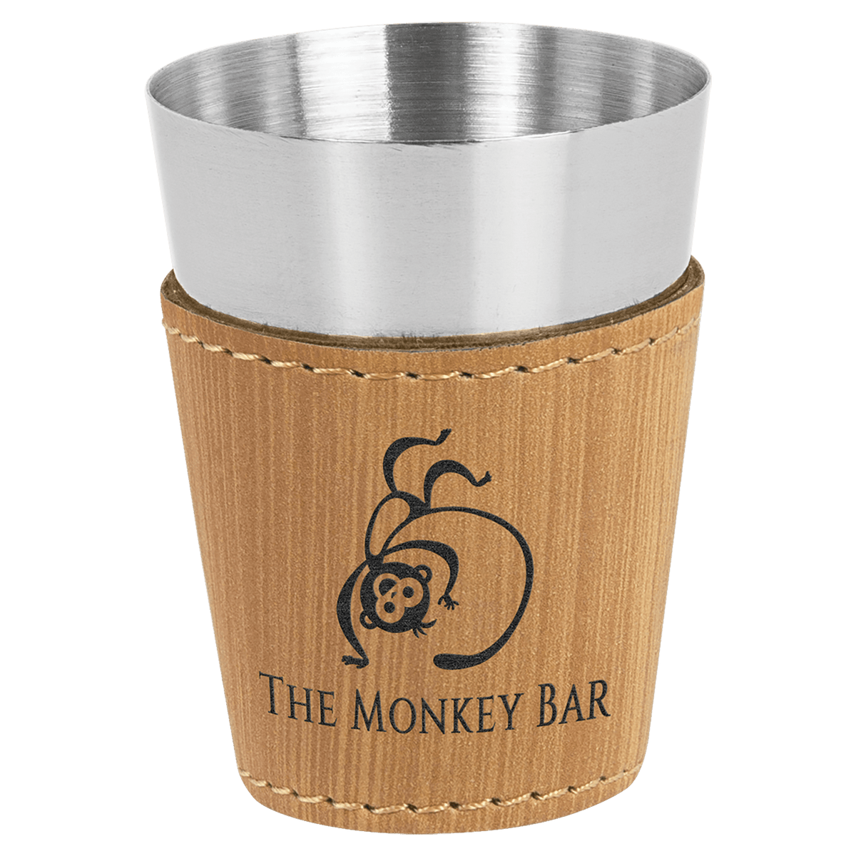 Bamboo Laserable Leatherette & Stainless Steel 2 oz. Shot Glass