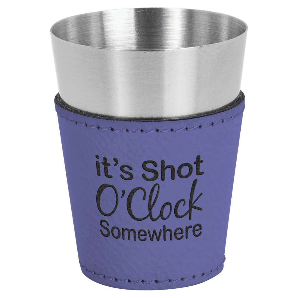 Purple Laserable Leatherette & Stainless Steel 2 oz. Shot Glass