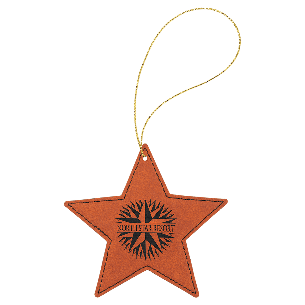 Rawhide Laserable Leatherette Star Ornament with Gold String
