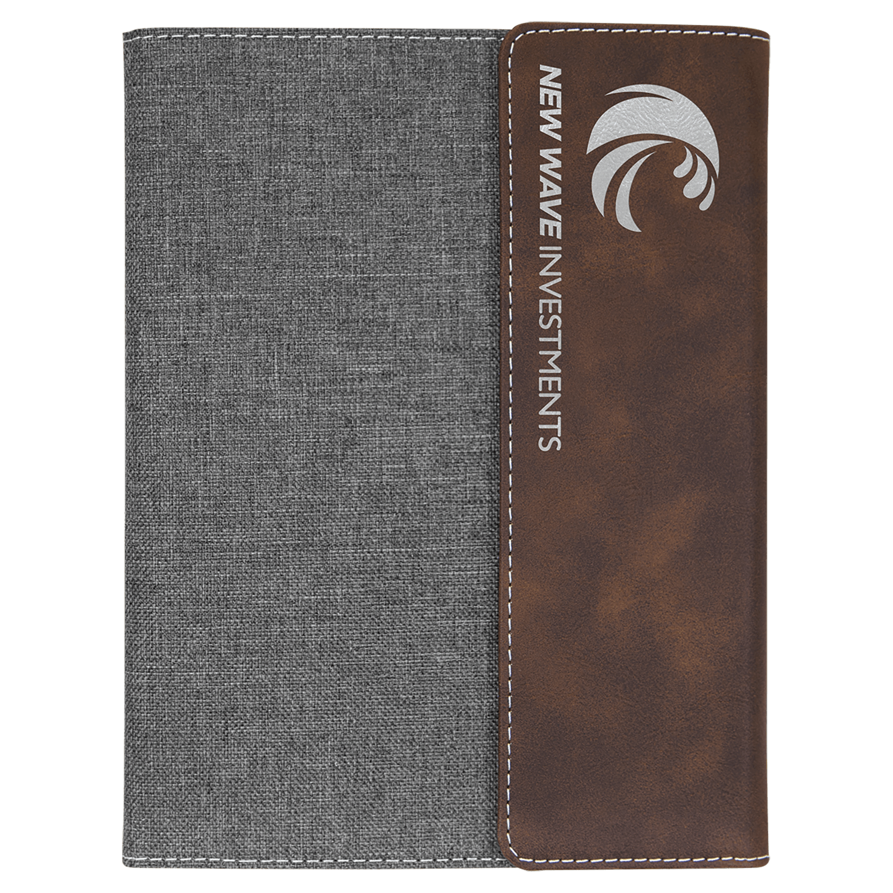 Rustic/Silver Leatherette / Gray 7" x 9" Canvas Portfolio with Notepad