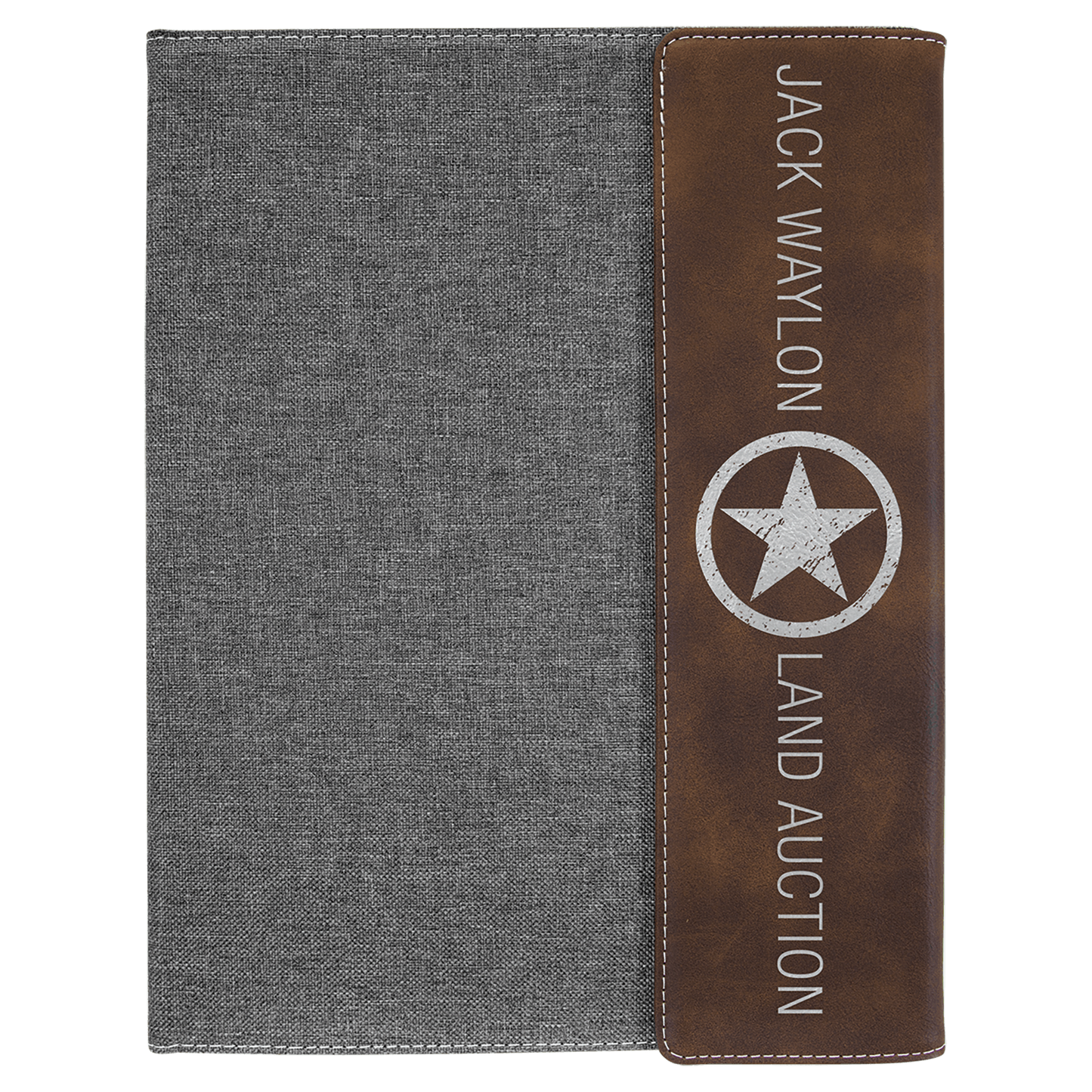 Rustic/Silver Laserable Leatherette/Gray 9 1/2"x12" Canvas Portfolio w/Notepad
