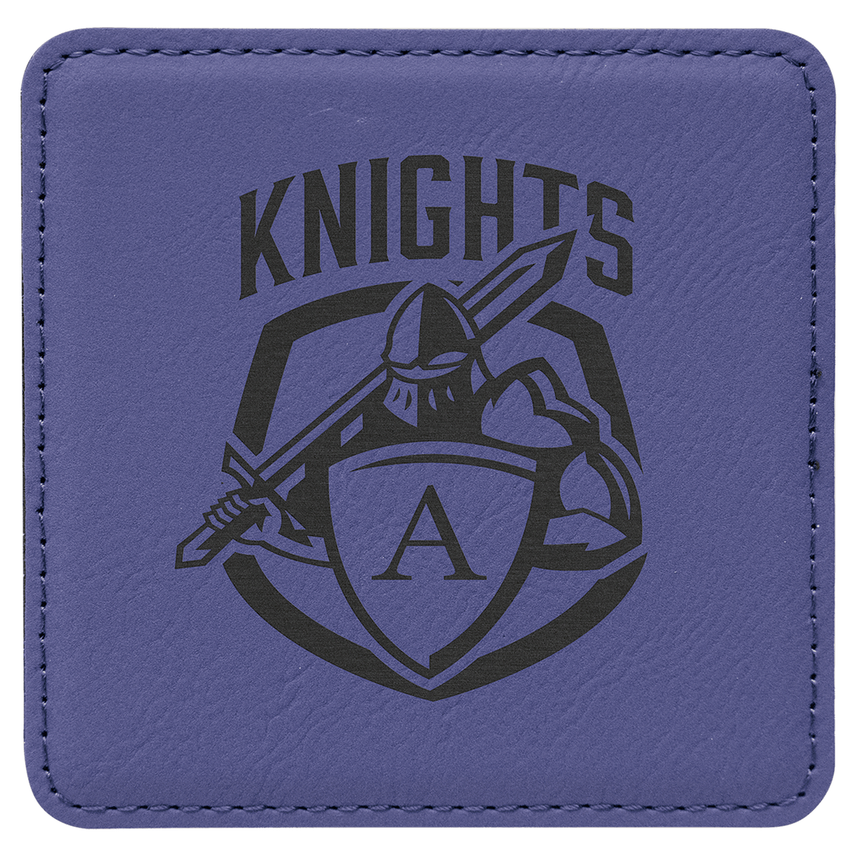 Purple 4" x 4" Square Laserable Leatherette Coaster
