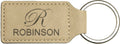 Light Brown 2 3/4" x 1 1/4" Laserable Leatherette Rectangle Keychain