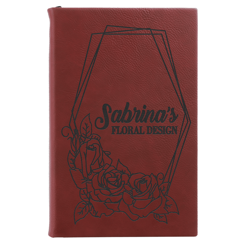 Rose 5 1/4" x 8 1/4" Laserable Leatherette Sketch Book with Unlined Notepad