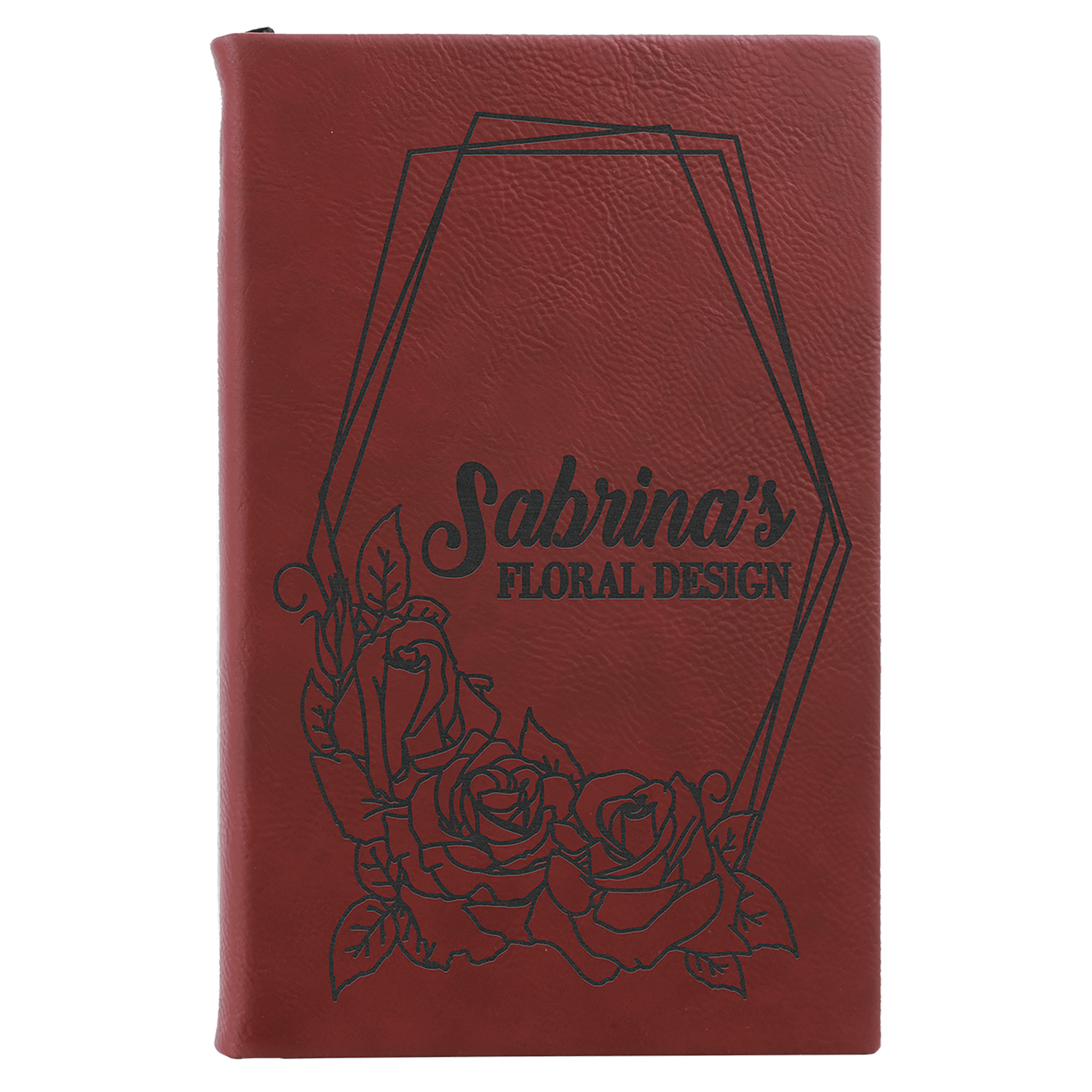 Rose 5 1/4" x 8 1/4" Laserable Leatherette Sketch Book with Unlined Notepad