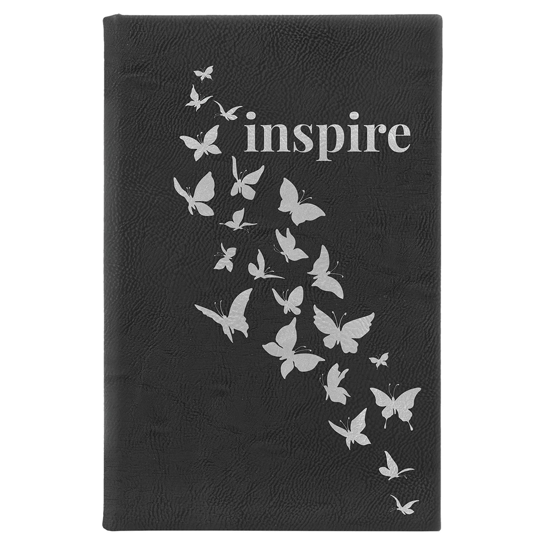 Black/Silver 5 1/4" x 8 1/4" Laserable Leatherette Sketch Book with Unlined Notepad