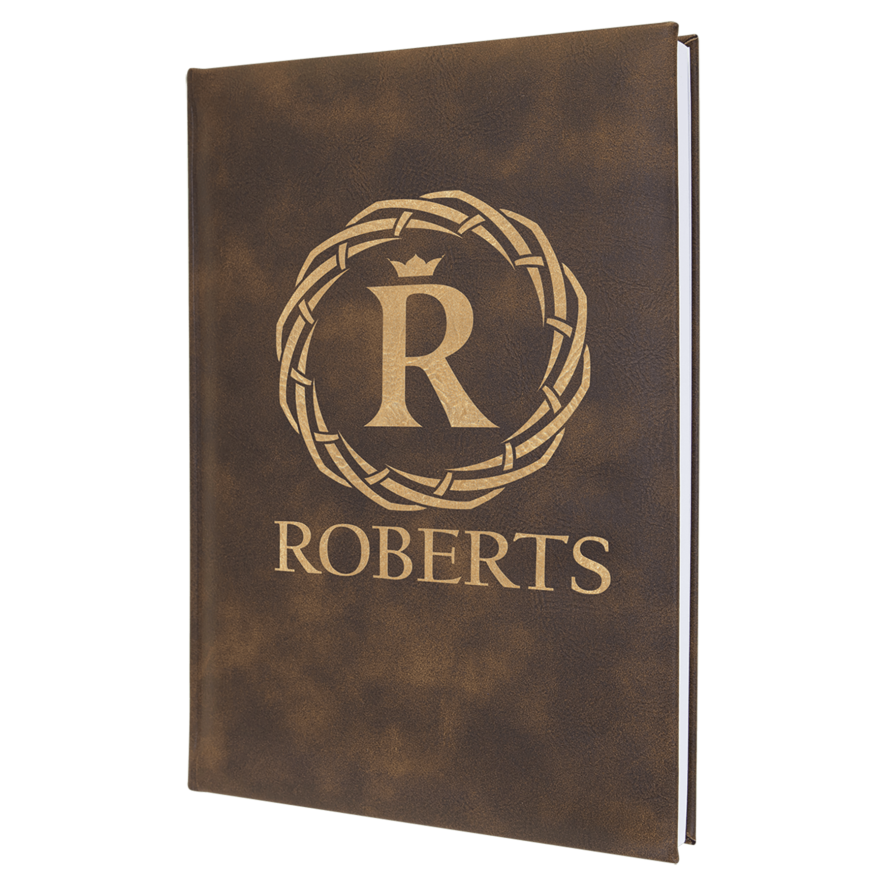 Rustic/Gold 7" x 9 3/4" Laserable Leatherette Journal with Lined Notepad