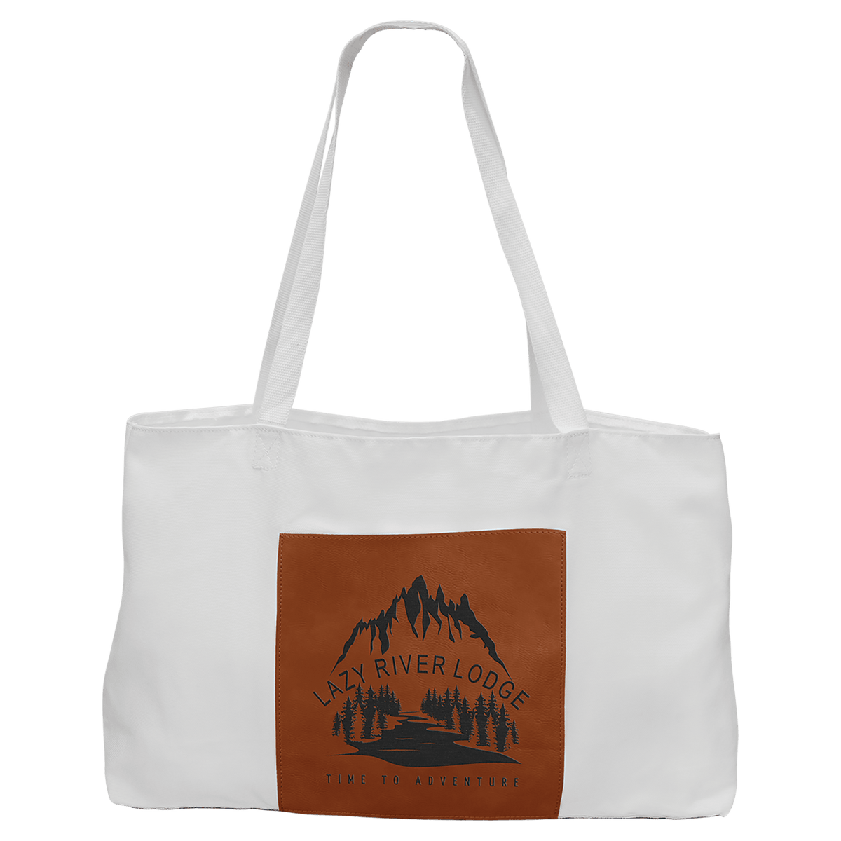White Bag with 5" Rawhide 19" x 12" Laserable Leatherette Gusset