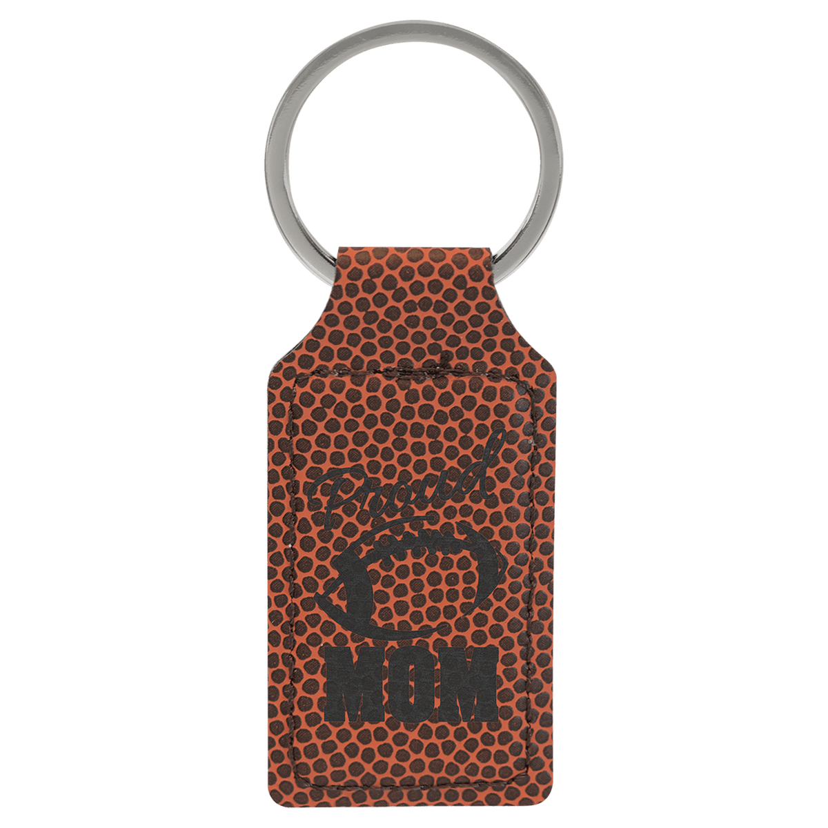 Football 2 3/4" x 1 1/4" Laserable Leatherette Rectangle Keychain
