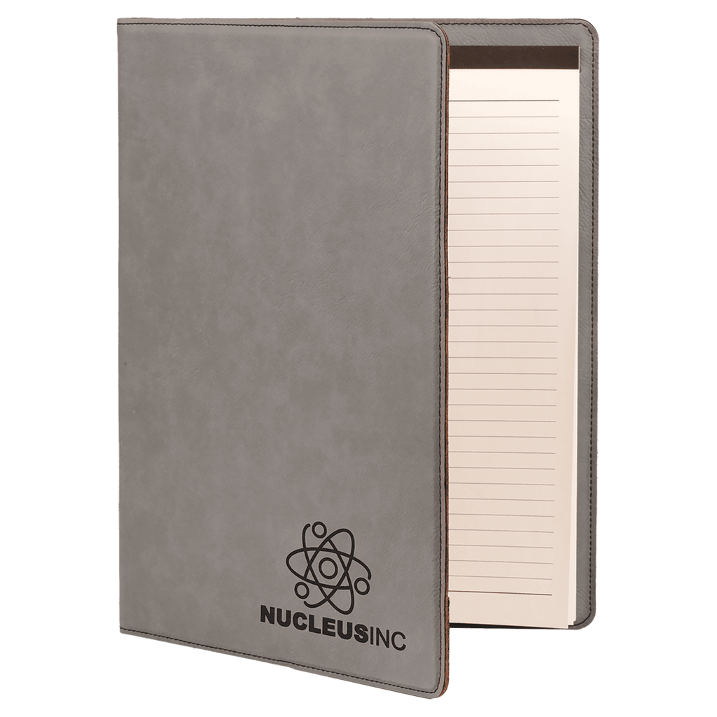 Gray 9 1/2" x 12" Laserable Leatherette Portfolio with Notepad