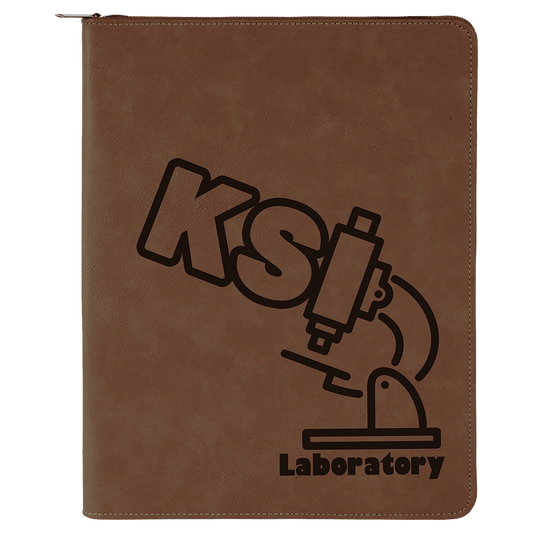 Dark Brown 9 1/2" x 12" with Zipper Laserable Leatherette Portfolio with Notepad