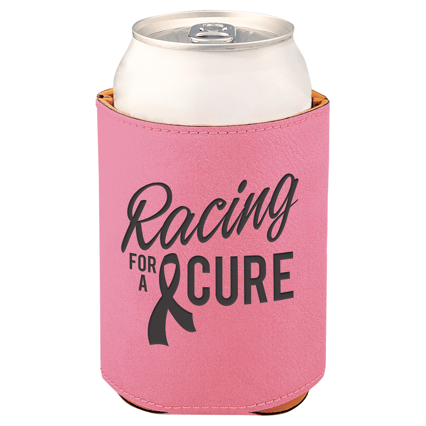 Pink 3 3/4" Laserable Leatherette Beverage Holder