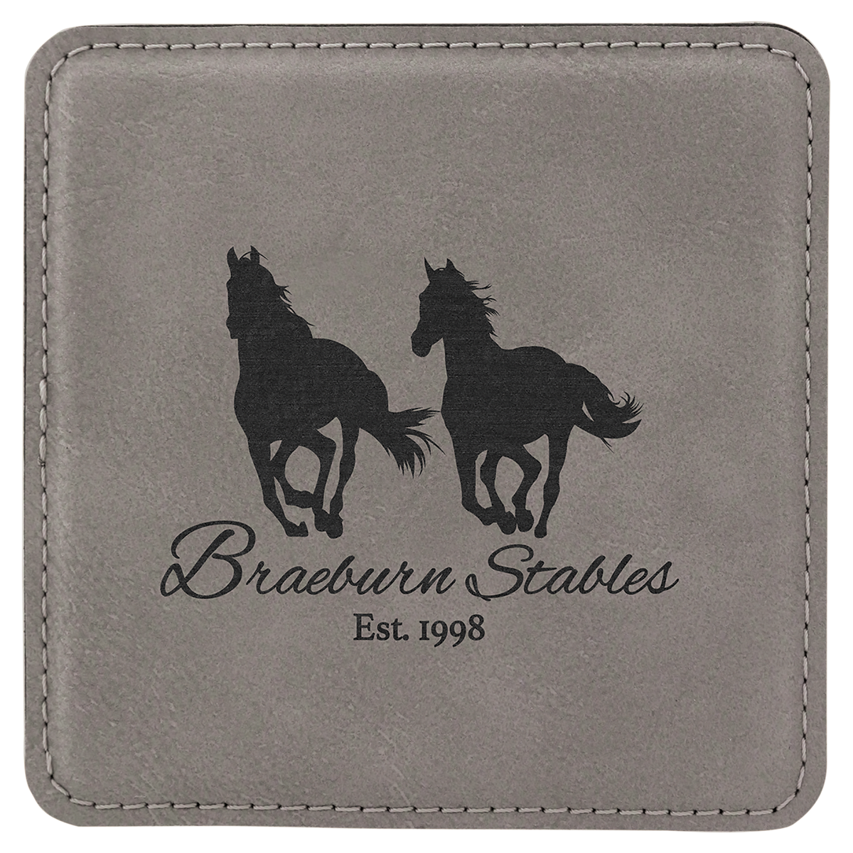 Gray 4" x 4" Square Laserable Leatherette Coaster