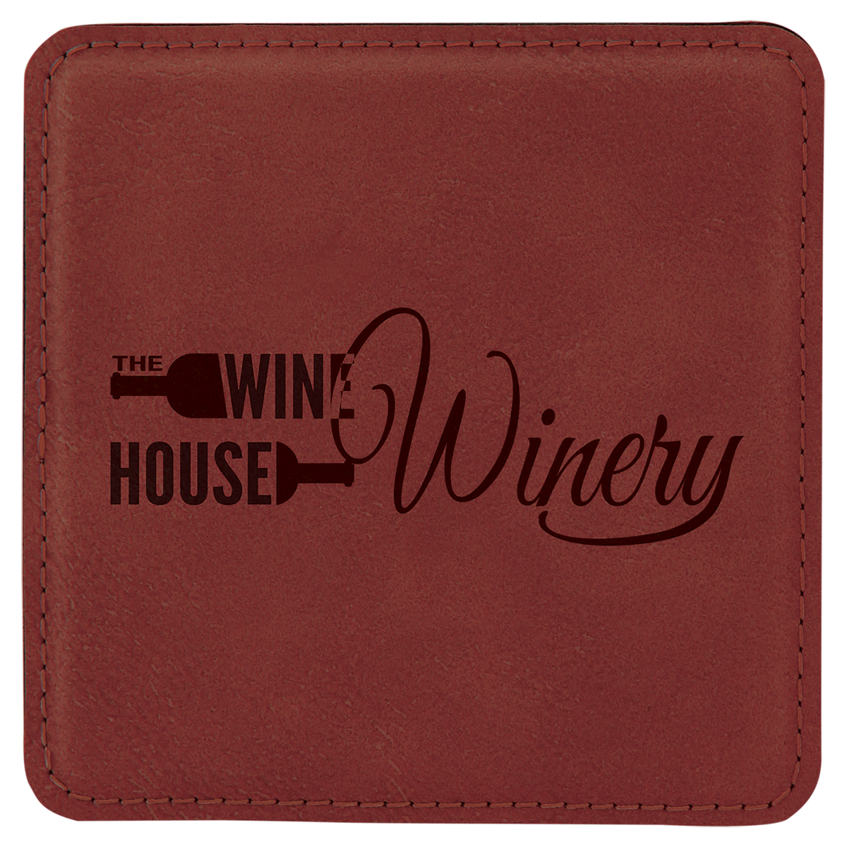 Rose 4" x 4" Square Laserable Leatherette Coaster