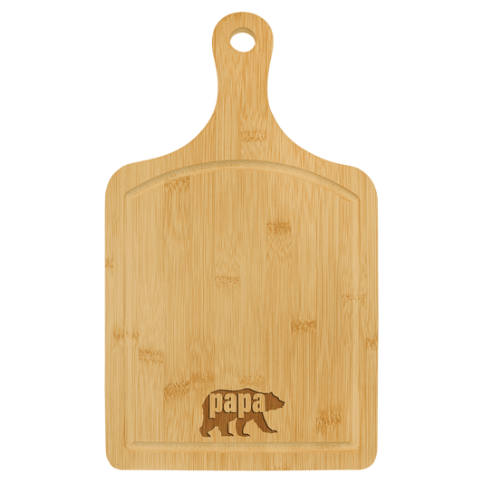 15 1/2" x 9" Bamboo Cutting Board Paddle Shape with Drip Ring