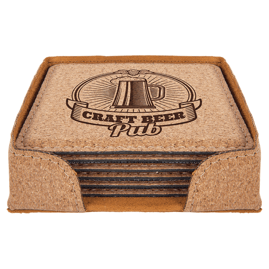 4" x 4" Square Cork 6-Coaster Set