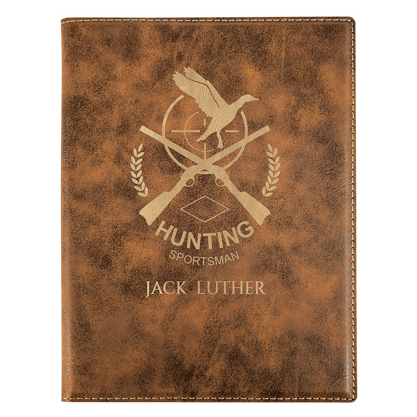 Rustic/Gold 7" x 9" Laserable Leatherette Small Portfolio with Notepad