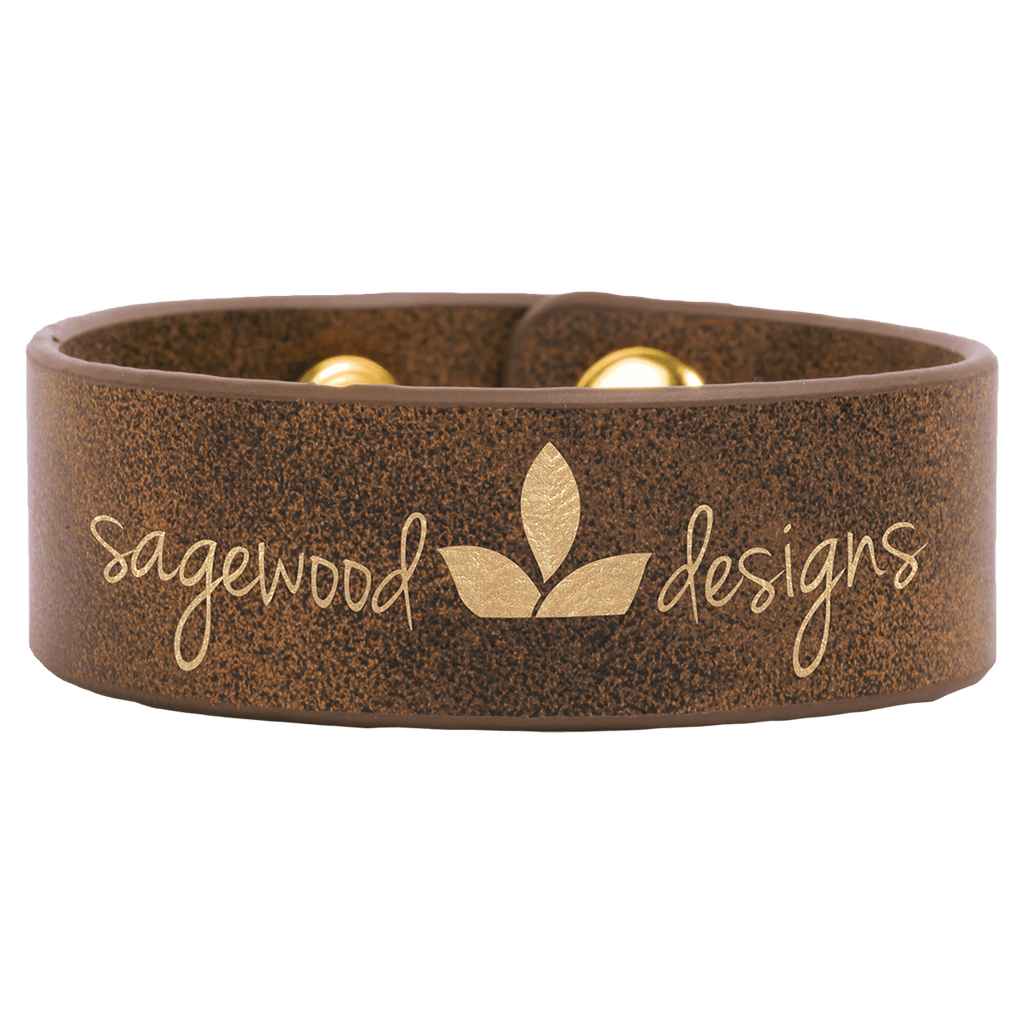 Rustic/Gold 9 1/2" x 1" Laserable Leatherette Cuff Bracelet