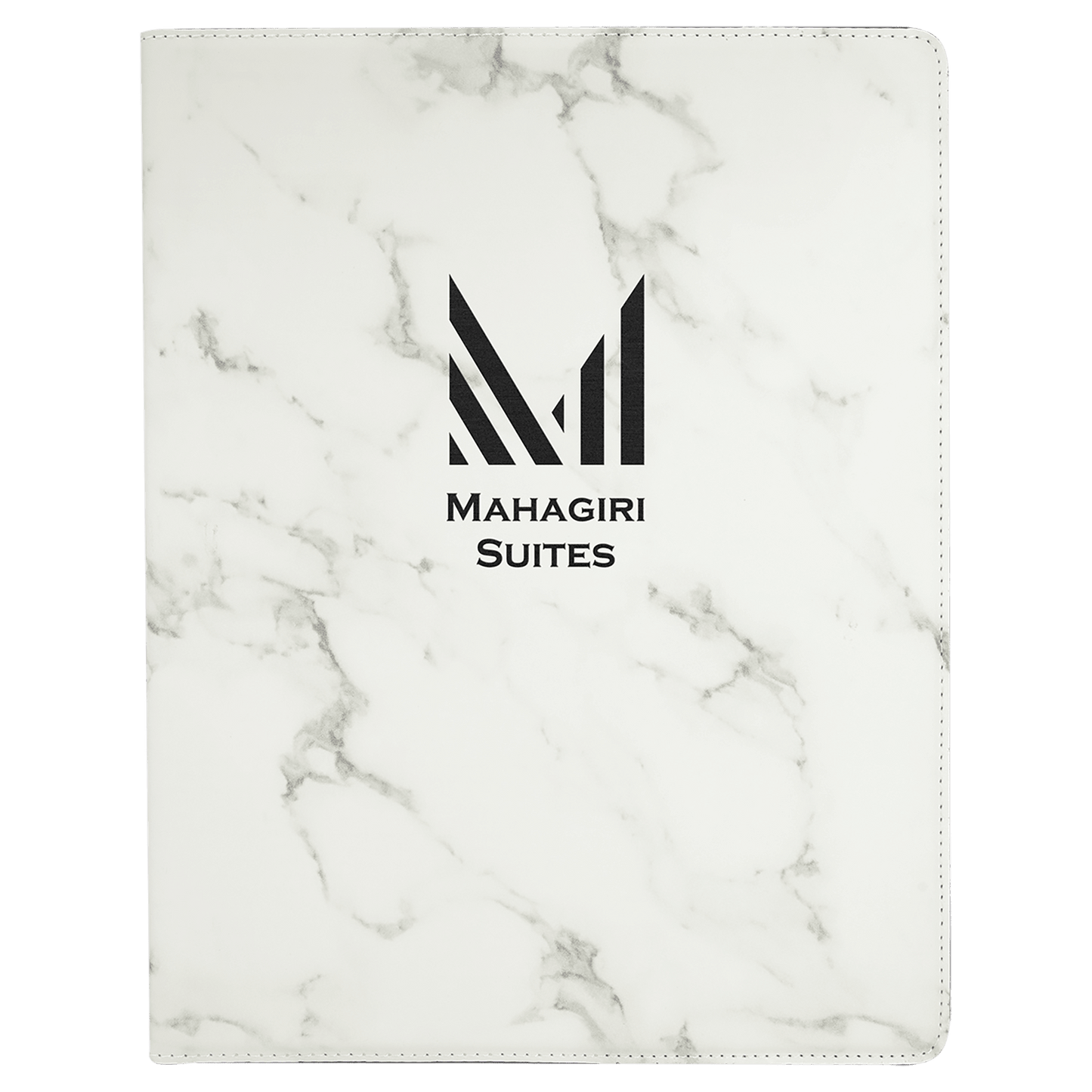White Marble 9 1/2" x 12" Laserable Leatherette Portfolio with Notepad