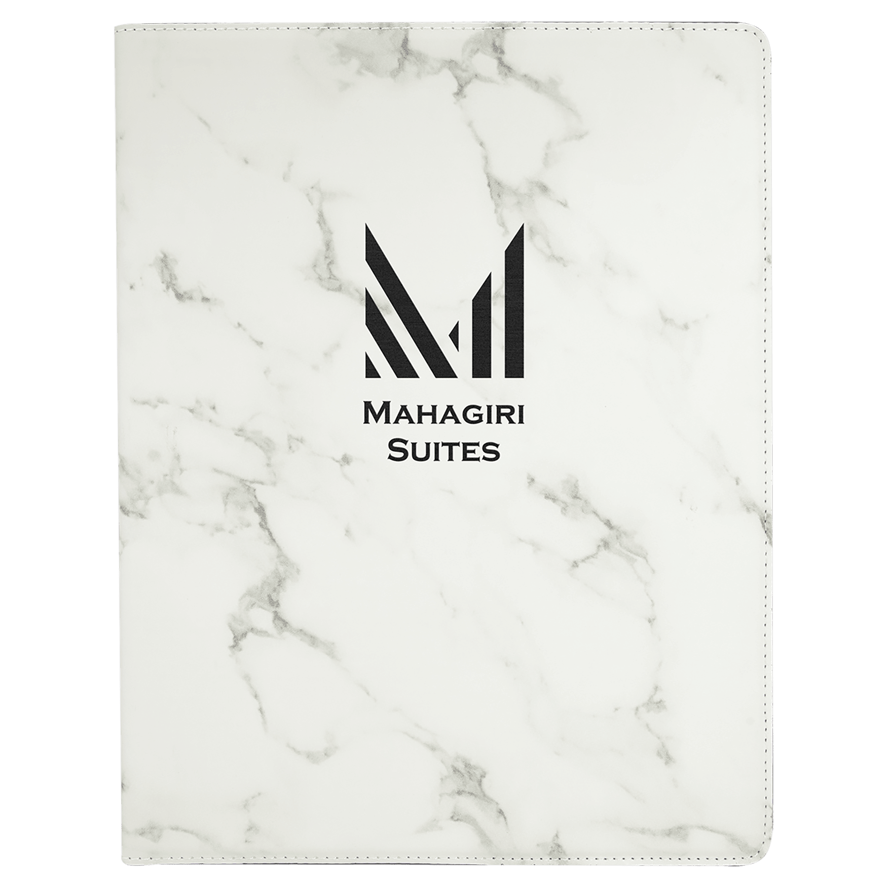 White Marble 9 1/2" x 12" Laserable Leatherette Portfolio with Notepad
