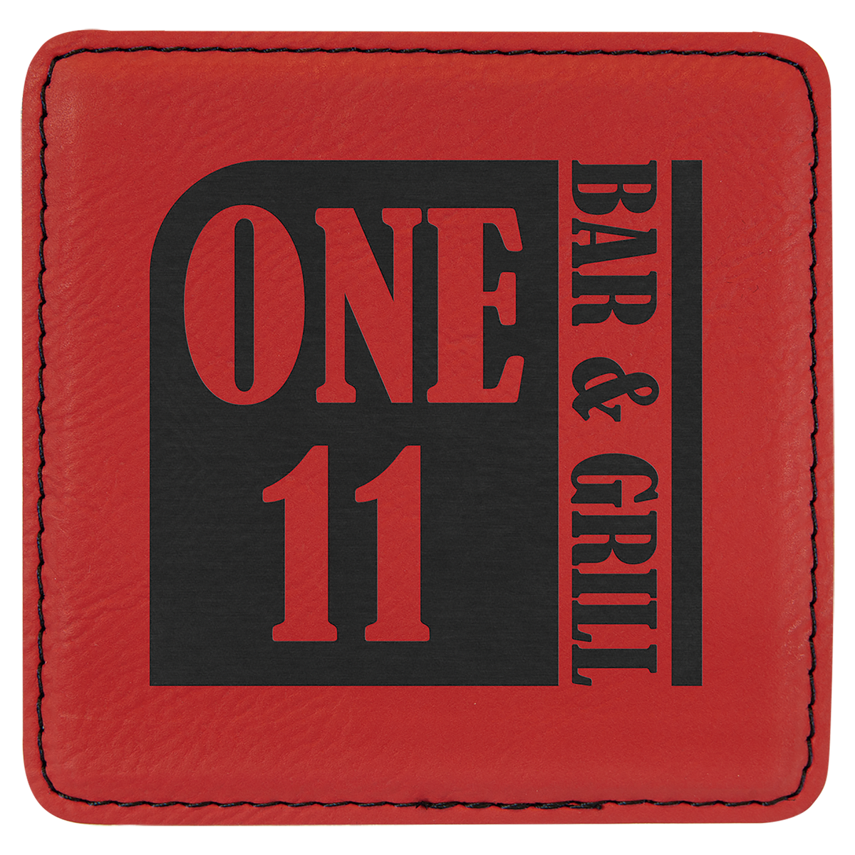 Red 4" x 4" Square Laserable Leatherette Coaster
