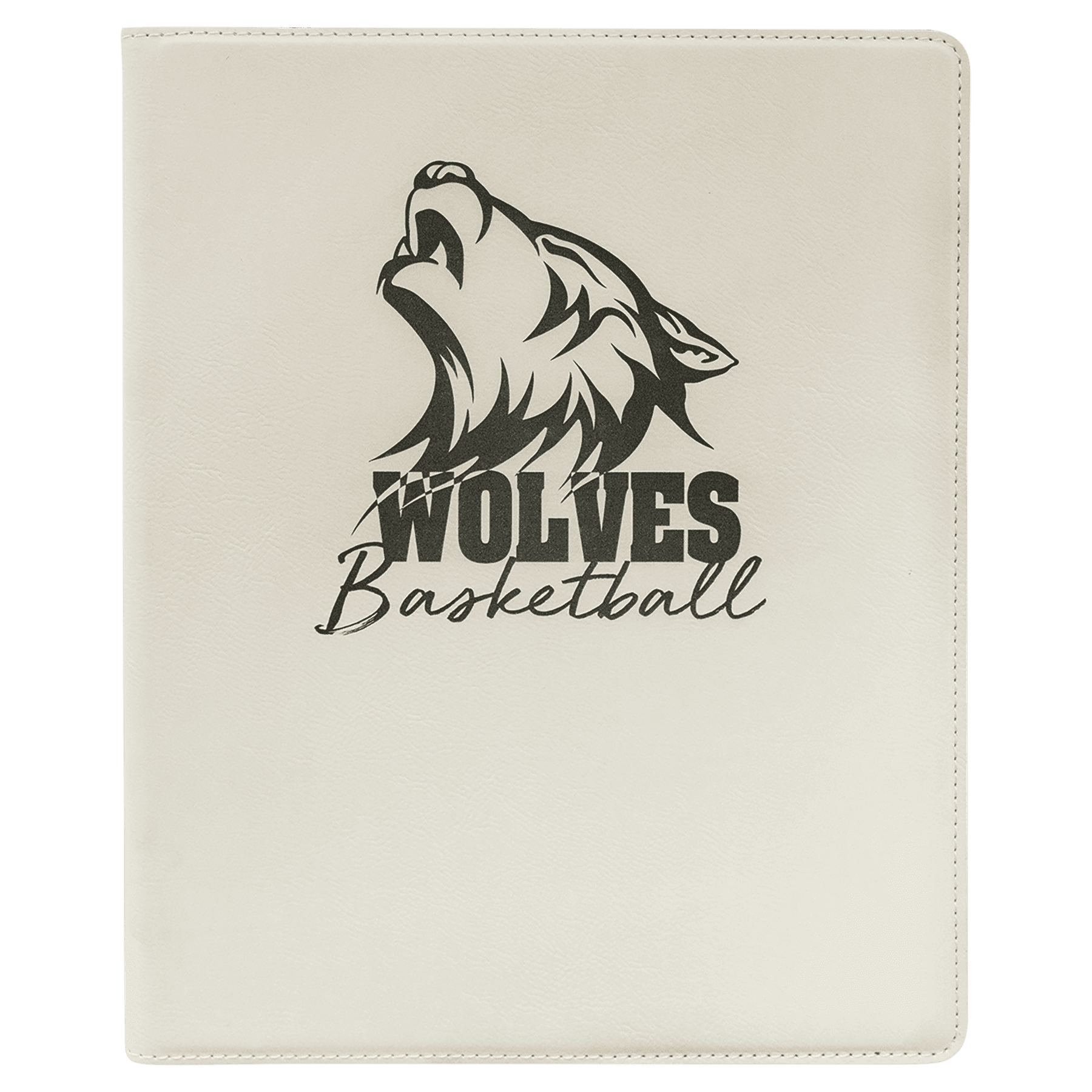 White/Black 9 1/2" x 12" Laserable Leatherette Portfolio with Notepad