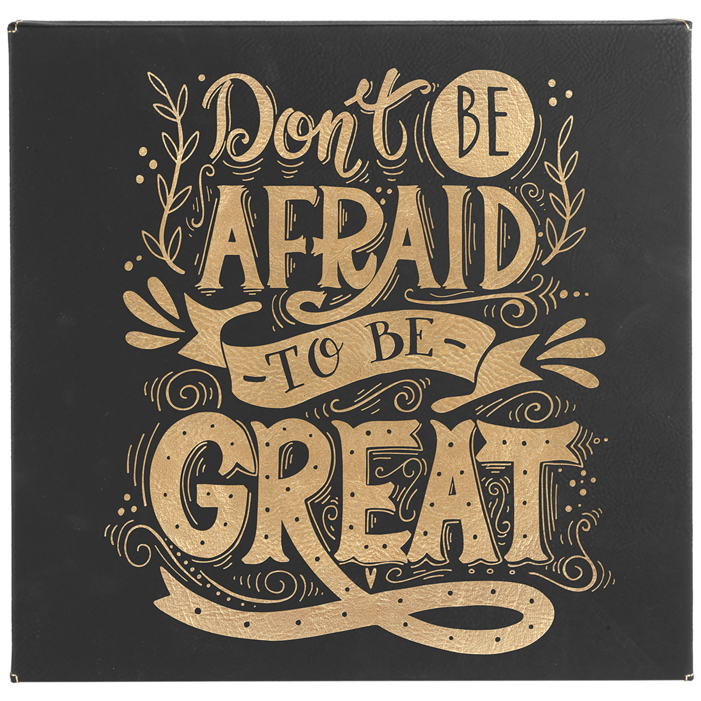 Black/Gold 10" x 10" Laserable Leatherette Wall Decor with Sawtooth Hanger