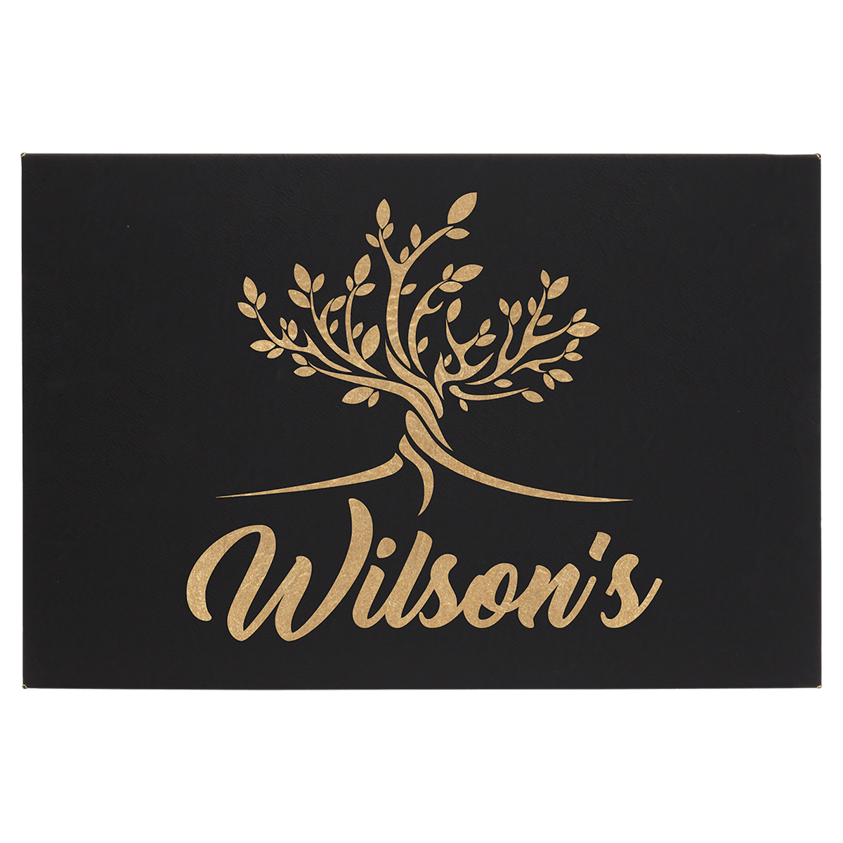 Black/Gold 12" x 18" Laserable Leatherette Wall Decor with Sawtooth Hanger