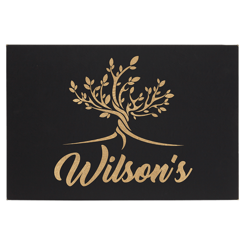 Black/Gold 12" x 18" Laserable Leatherette Wall Decor with Sawtooth Hanger