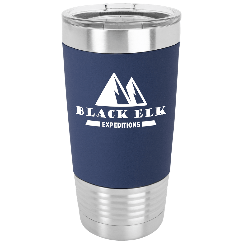 Navy Blue/White Tumbler with Silicone Grip and Clear Polar Camel 20 oz. Lid