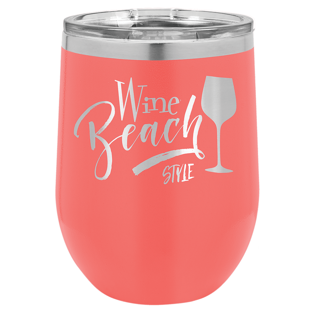 Coral Polar Camel 12 oz. Vacuum Insulated Stemless Wine Tumbler with Lid
