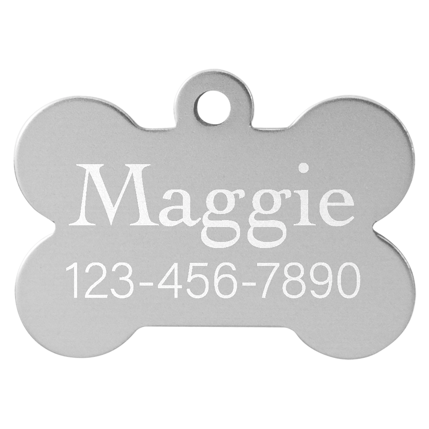 Silver 1 1/4" x 3/4" Laserable Anodized Aluminum Bone Pet Tag
