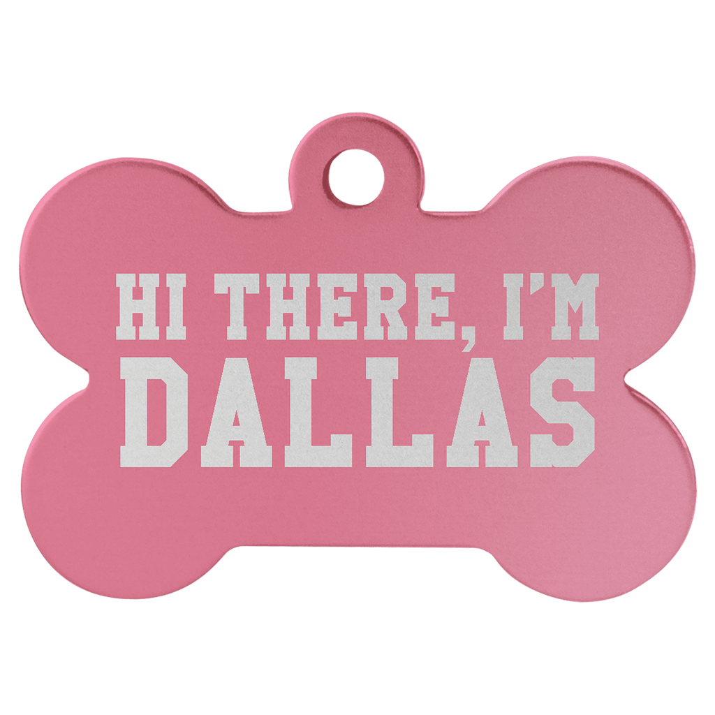 Pink 1 1/2" x 1" Laserable Anodized Aluminum Bone Pet Tag