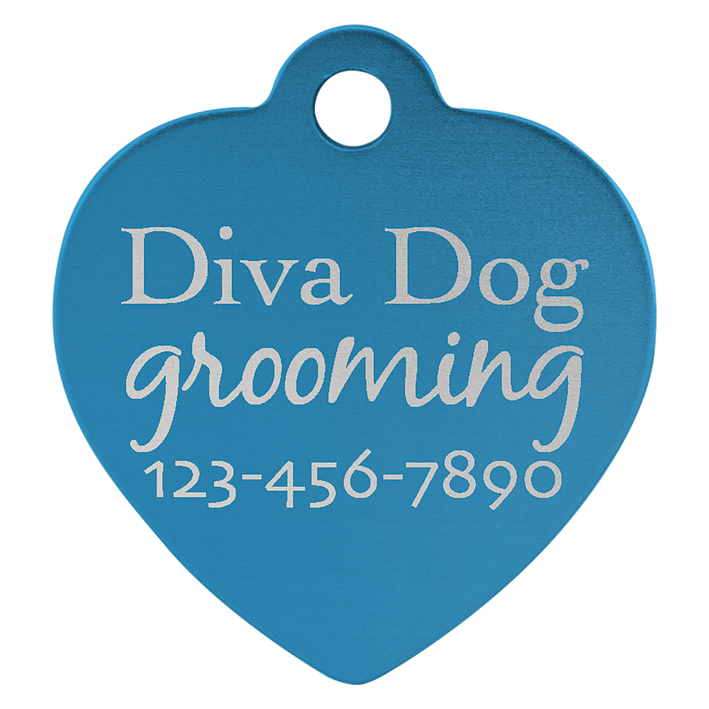 Blue 1" x 1" Laserable Anodized Aluminum Heart Pet Tag