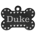 Black 1 1/2" x 1" Laserable Anodized Aluminum Swarovski Bling Bone with Tab